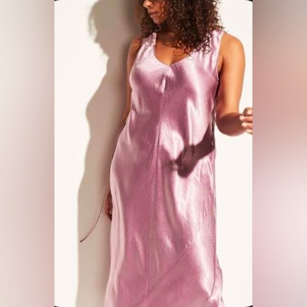 VINCE DOUBLE V NECK SATIN SLIP DRESS XXXL